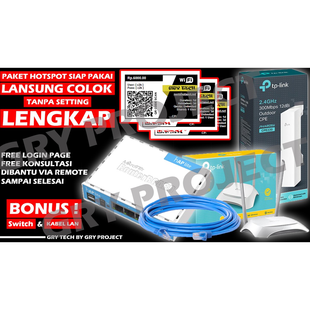 Jual Paket Hotspot Voucher RT RW NET MikroTik Lengkap ( Indoor