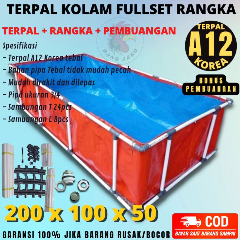 Jual TERPAL KOLAM FULLSET MINIMALIS KOLAM IKAN FULL SET PIPA RANGKA