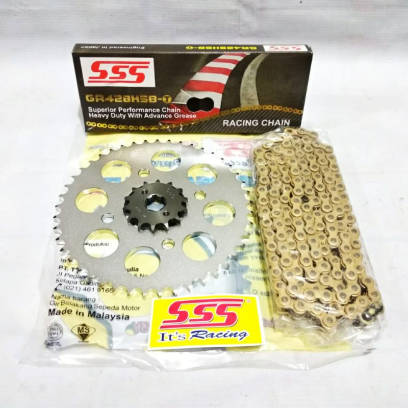 Jual Gear set SSS 428 CB150R CB150R LED CBR 150 rantai GOLD HSBT