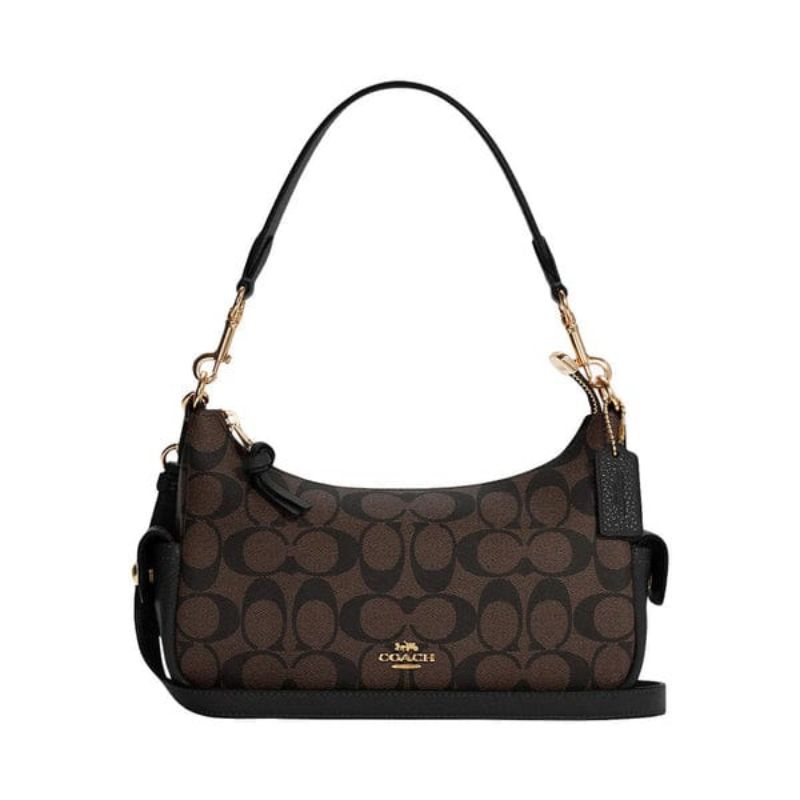 Jual Coach Pennie Shoulder Bag 25 in Signature Canvas Brown/Black (PESANAN RETA) Shopee Indonesia