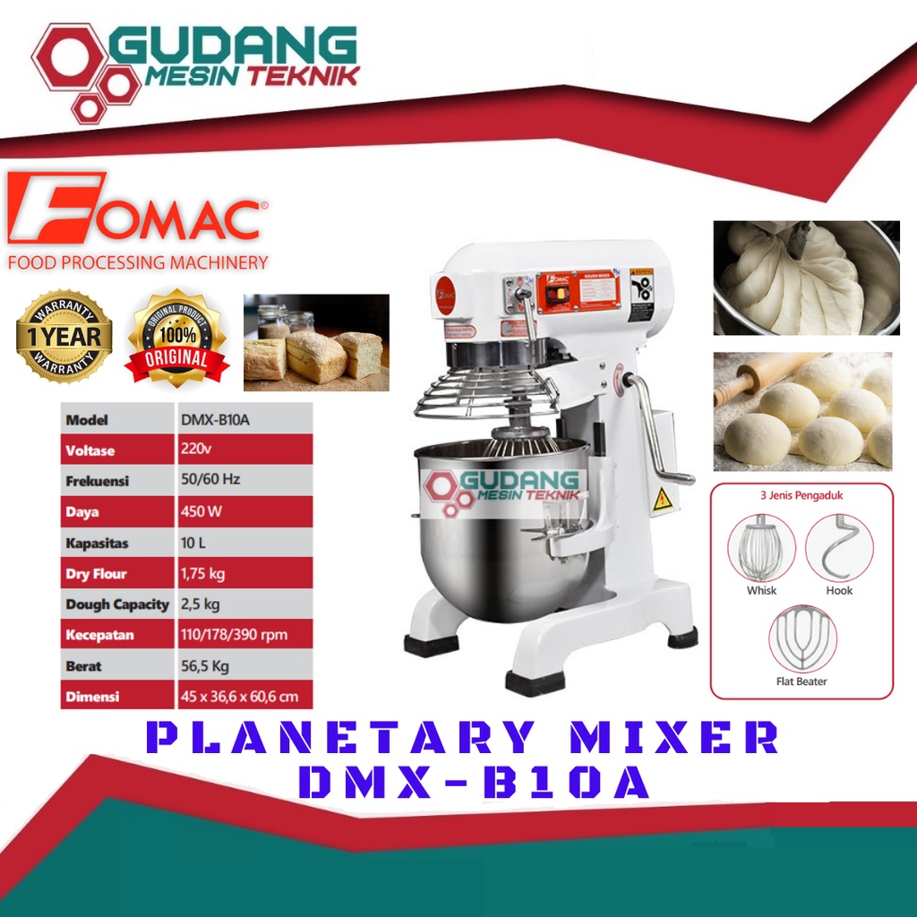 Jual Fomac DMXB10A Dough Mixer Mesin Pengaduk Adonan 10