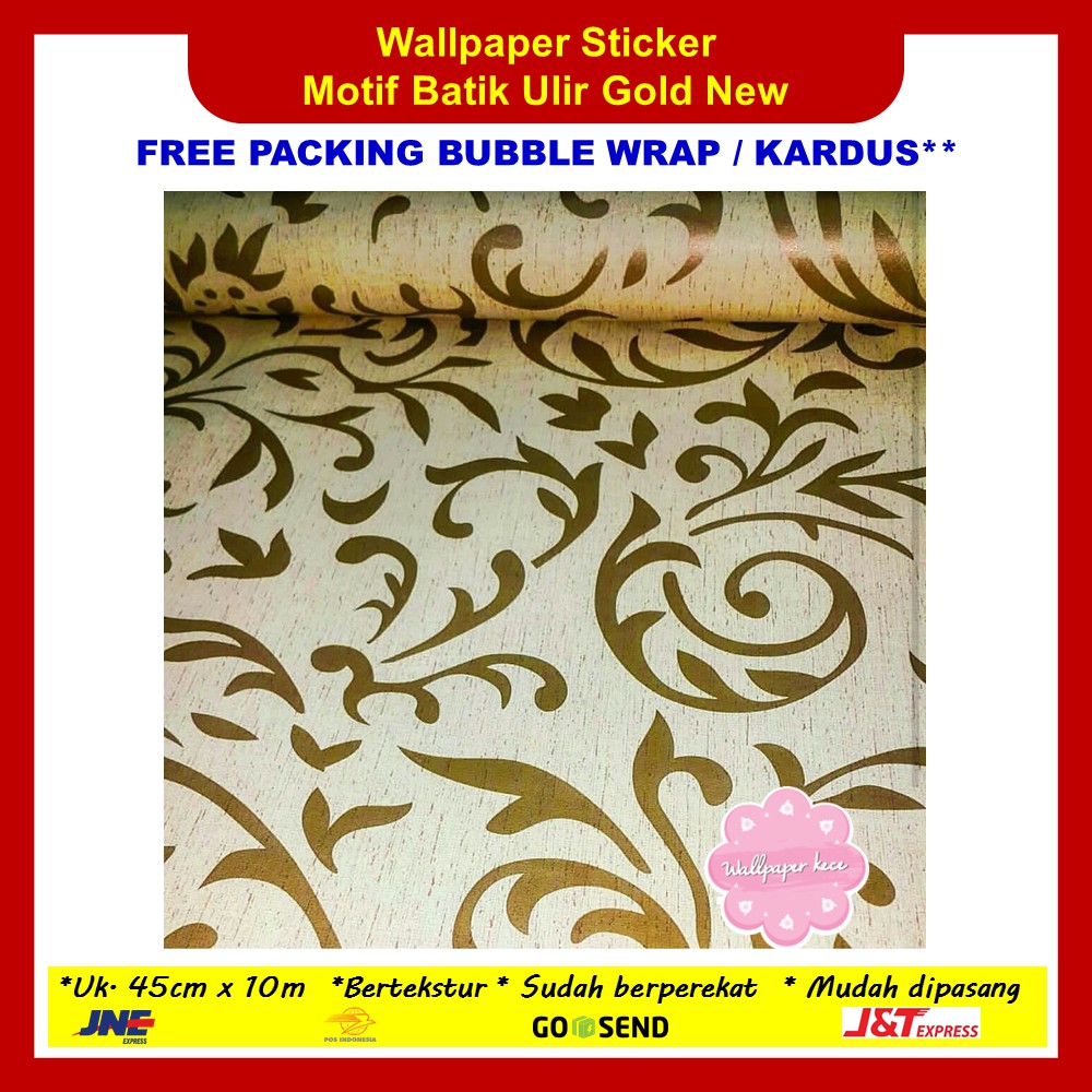 Jual Wallpaper Sticker Dinding Batik Ulir Gold New Walpaper Dinding