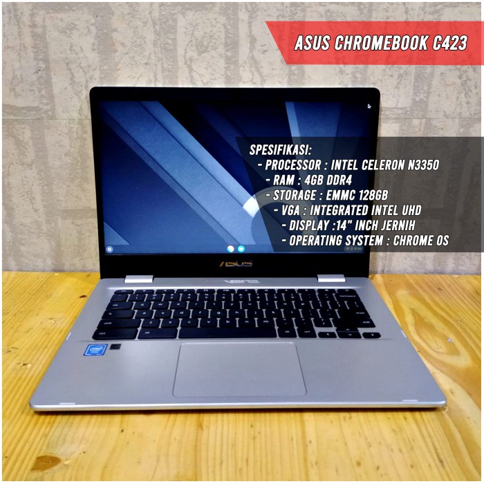 Jual Laptop Asus Chromebook C423 Celeron N3350 Ram 4gb Ddr4 Vga Intel Uhd Shopee Indonesia