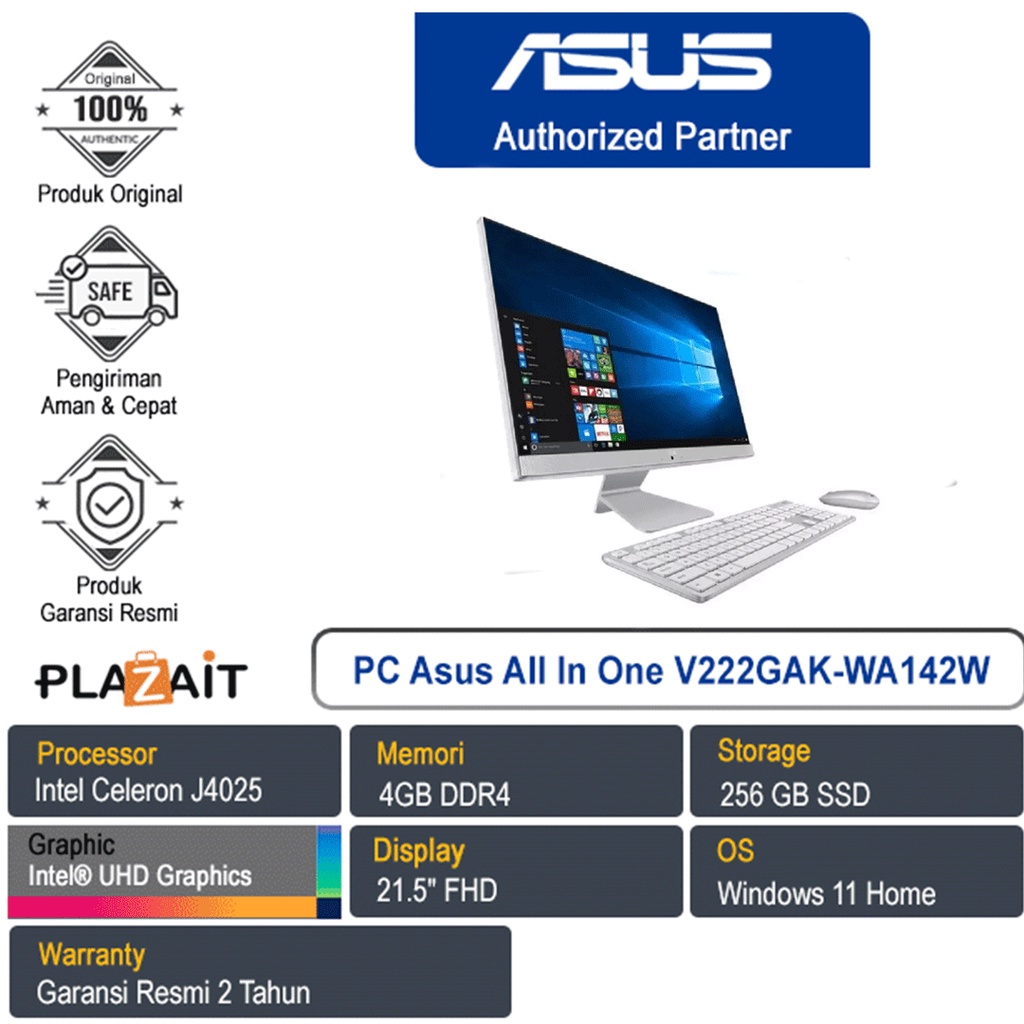 Jual PC Asus All In One V222GAKWA142W/Intel Celeron J4025/4GB/256GB