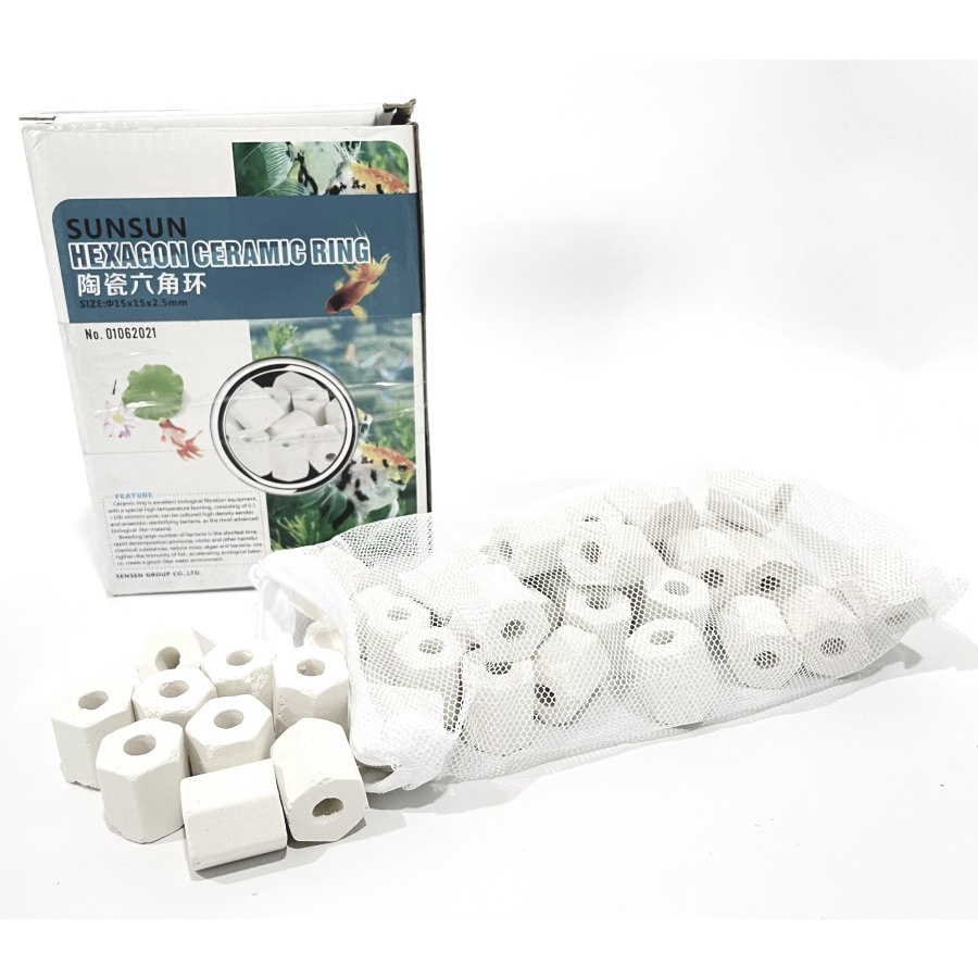 Jual SUNSUN MEDIA FILTER HEXAGON CERAMIC RING 500GR RUMAH BAKTERI AQUARIUM Shopee Indonesia