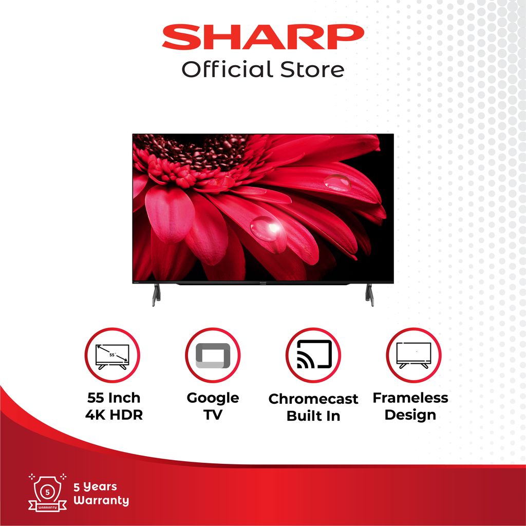 Jual Sharp TV LED UHD 55" 4K+ Frameless Google TV 4TC55FL1X Dual