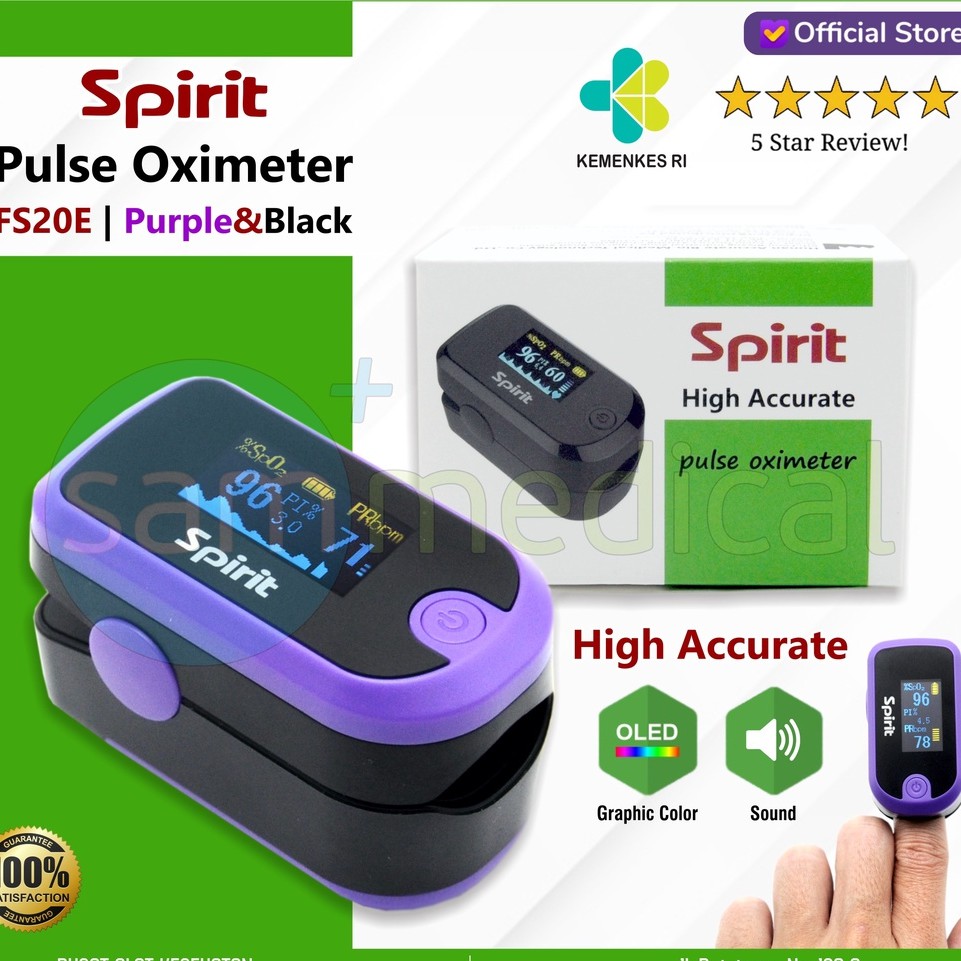 Jual Spirit Pulse Oximeter Saturasi Oksigen SpO2 Dewasa FS20E Shopee Indonesia