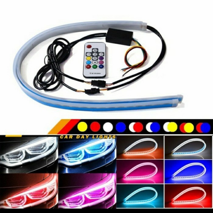Jual Lampu led headlamp motor & mobil RGB waterproof 12v. Panjang 30