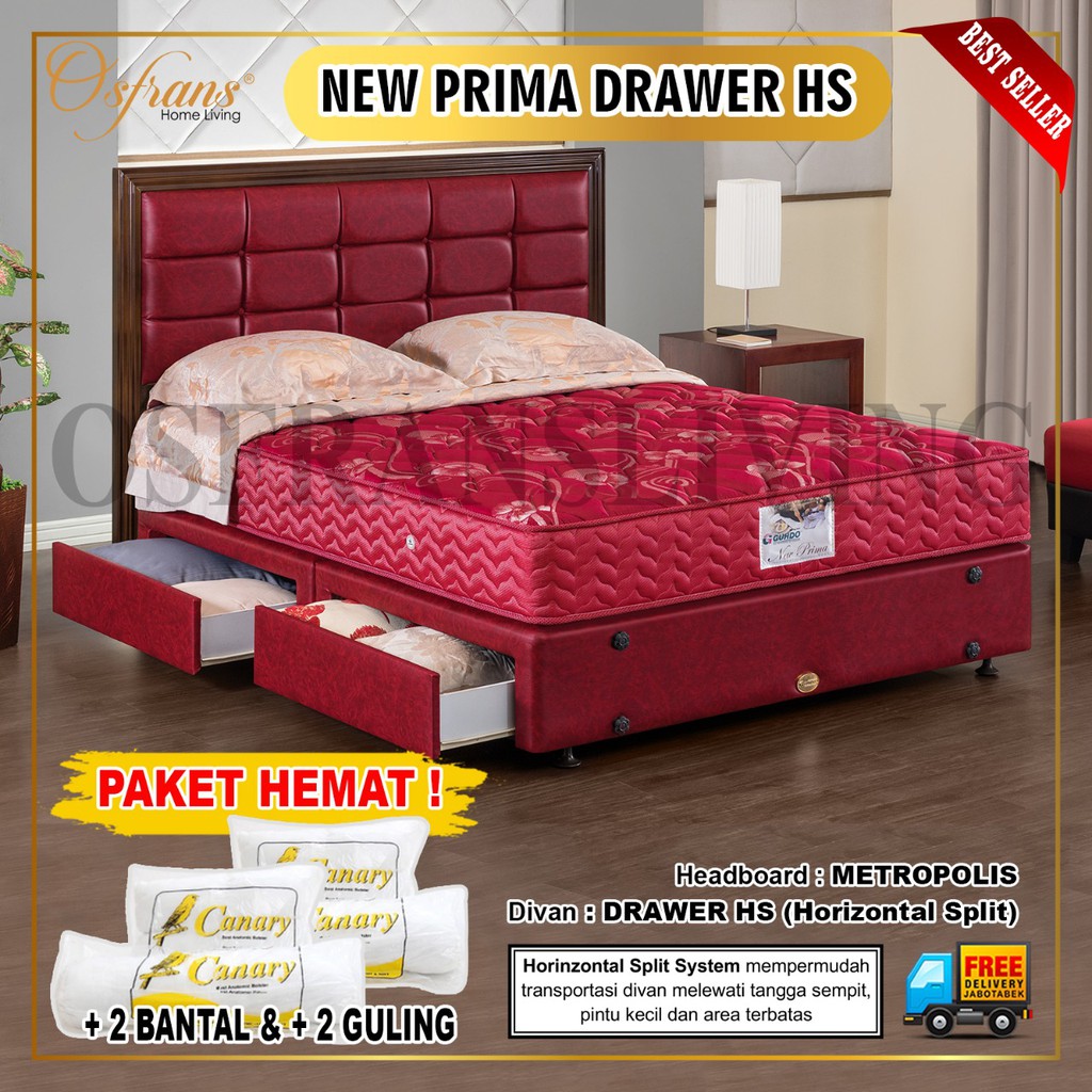 Jual Guhdo New Prima Drawer Laci HS Fullset Metropolis SPRING BED