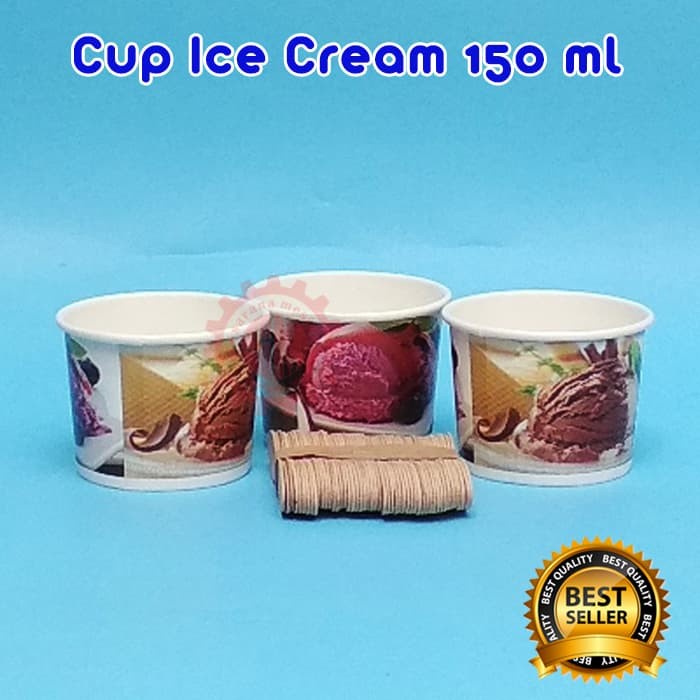 Jual Paper Cup Ice Cream Motif 150 ML ( 5 OZ ) + SENDOK KAYU Shopee