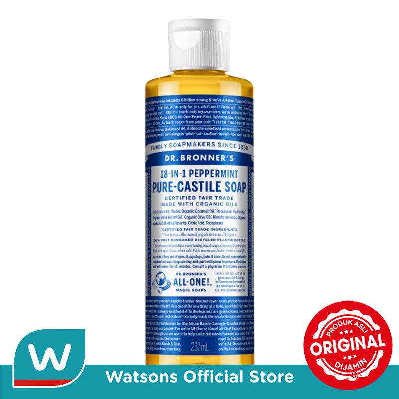 Jual Dr Bronner's Peppermint Pure Castile Liquid Soap 237 ml Shopee