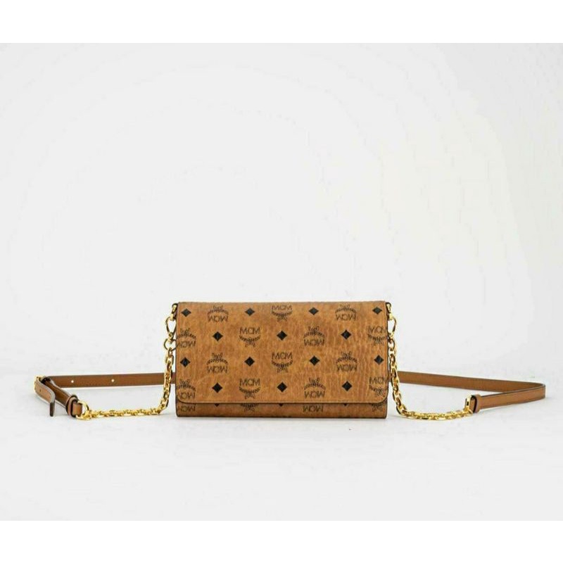 Jual MCM Crossbody Phone Wallet Visetos Original Cognac (18cm x 10cm