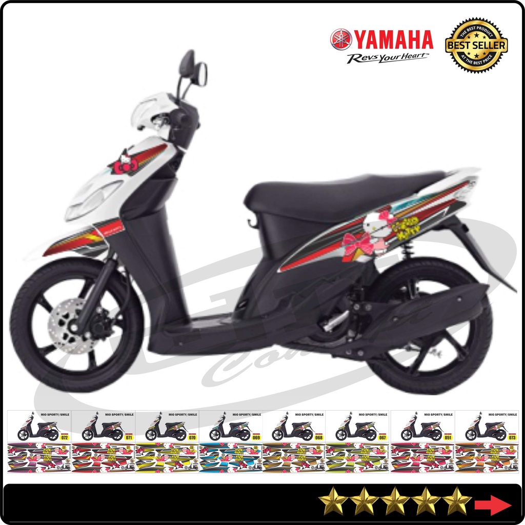 Jual Stiker Striping MIO Sporty Variasi Hello Kitty Sticker Motor Lama Smile Garnis Kontes