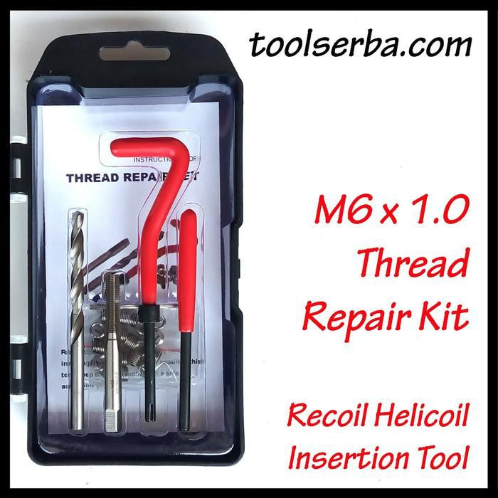Jual Dijual Thread Repair Kit Set M6x1.0 Tap Recoil Helicoil Service Drat Rusak l Limited