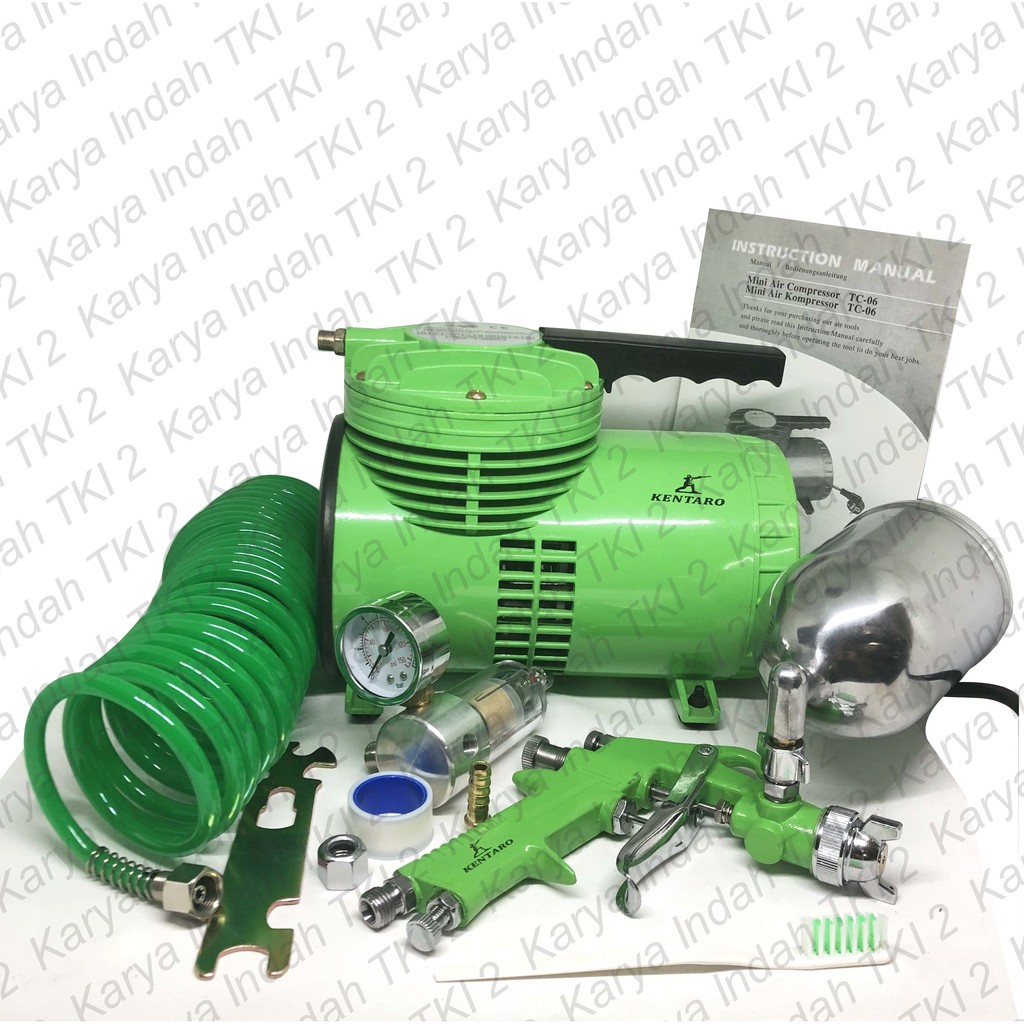 Jual PAKET Kompresor Mini + Spray Gun F75 KENTARO Mini Air Compressor