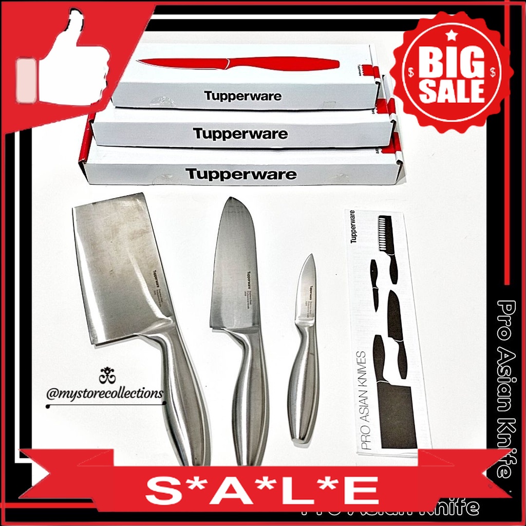 Jual Tupperware Pro Asian Knife Set ( Santoku , Chopper , Paring