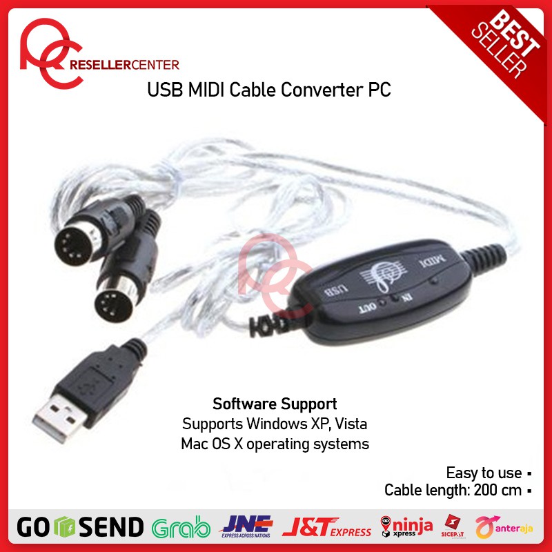Jual [USB MIDI CABLE] USB MIDI Cable Converter PC to Music Keyboard Adapter Cable / MIDI USB IN