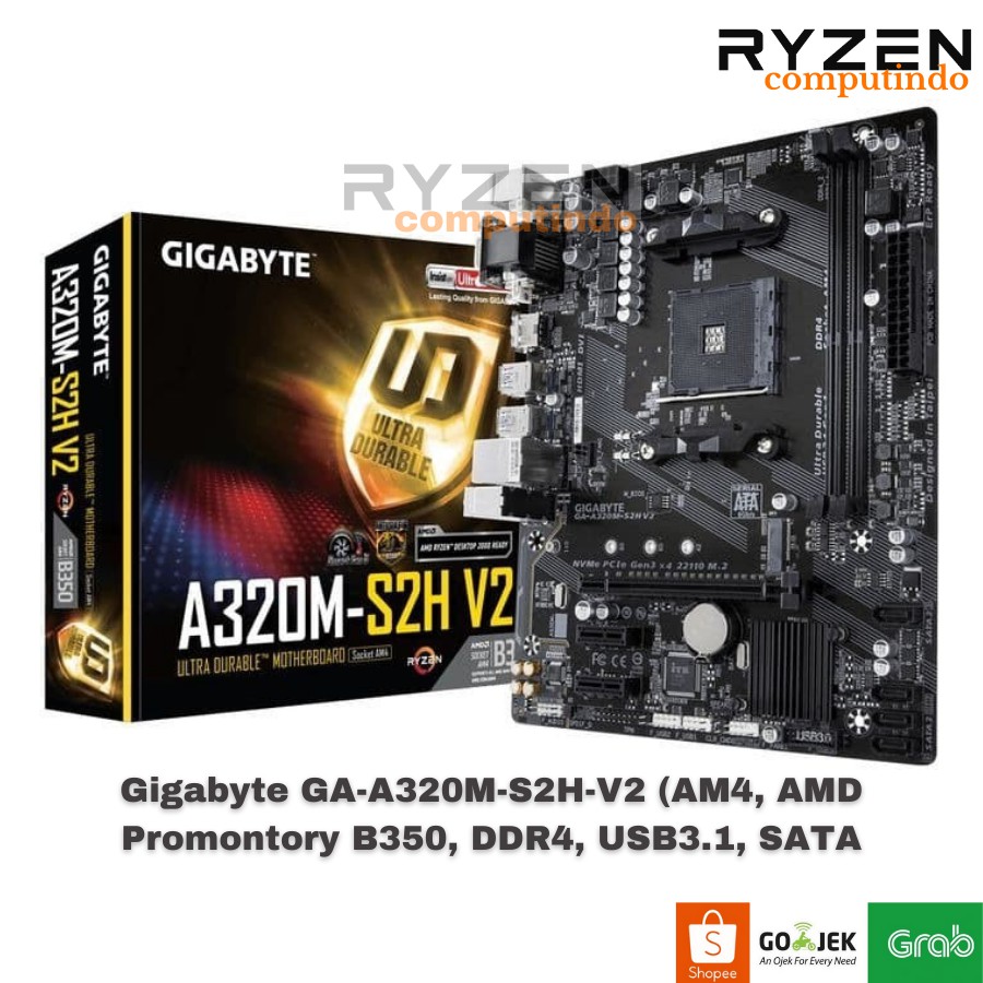 Jual Motherboard Gigabyte GAA320MS2H (AM4, AMD Promontory A320, DDR4
