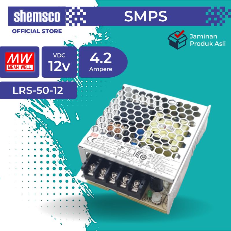 Jual 12v DC 4.2A SMPS Meanwell LRS5012 Switching Power Supply Mean Well PSU Power Suplai 12vdc
