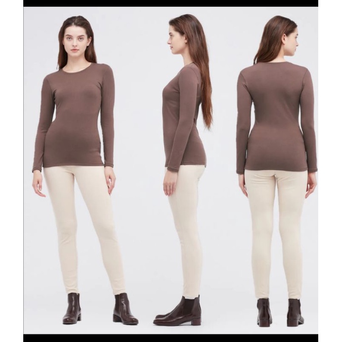 Jual Baju Uniqlo Original 100 Women Heattech Ultra Warm Crewneck T Shirt Inner(bahan lembut dan