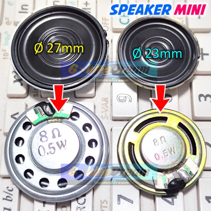 Jual Speaker Mini 27mm 23mm 8 Ohm 0.5w Audio Speaker Kecil Bulat Tipis