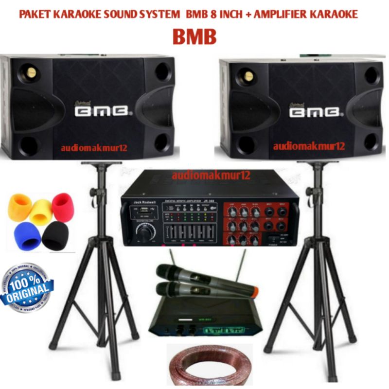 Jual paket karaoke BMB original sound system bluetooth speaker 8 inch