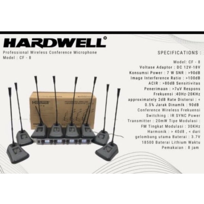 Jual Mic Wireless Conference Hardwell CF 8 Original CF8 Channel Microphone Podium Best seller
