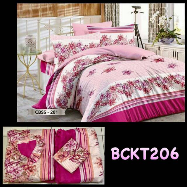 Jual Bed cover plus sprei set king size katun poly tc ukuran 180X200