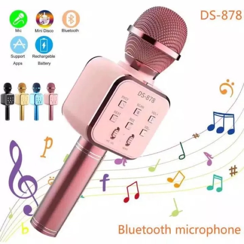 Jual Mikrofon Bluetooth Karaoke DS878 Microphone Mic Wireless DS878