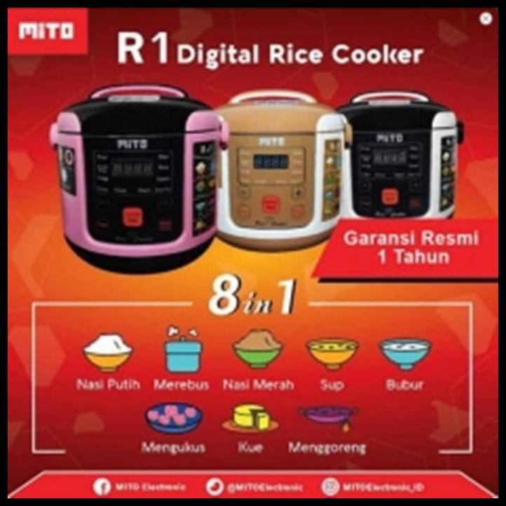 Jual Murah Meriah Kak >>>> Mito R1 8In1 Digital Rice Cooker 1 L Black