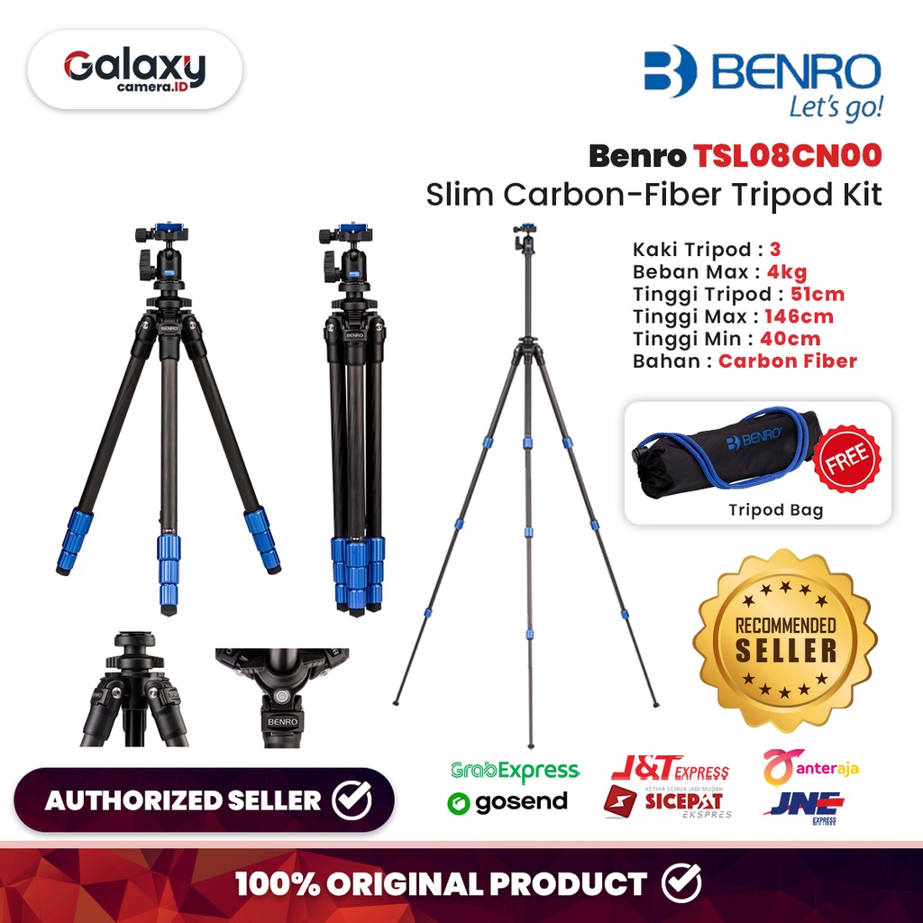 Jual Benro TSL08CN00 Slim CarbonFiber Tripod Kit Shopee Indonesia