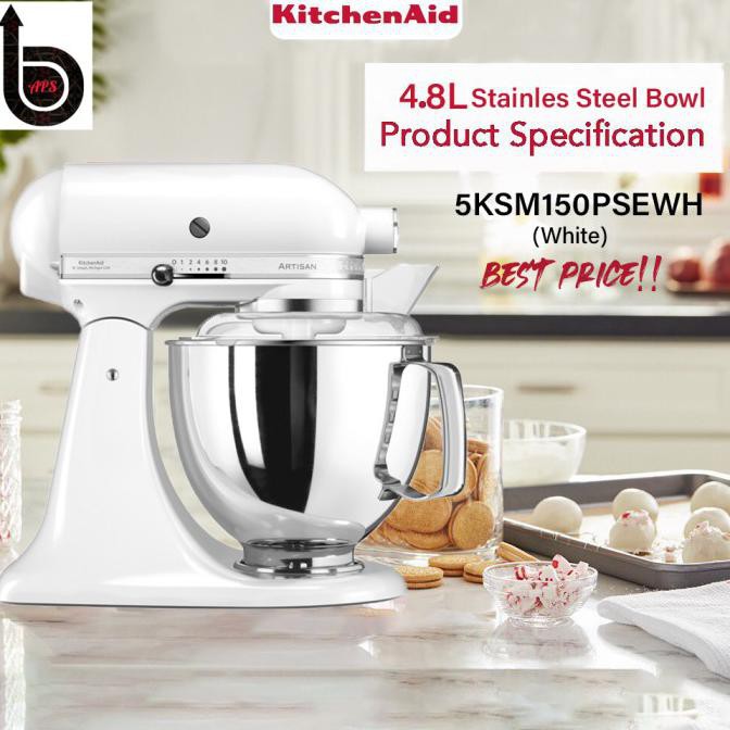 Jual Kitchenaid Artisan Stand Mixer 4.8L Artisan White 5Ksm150Psewh