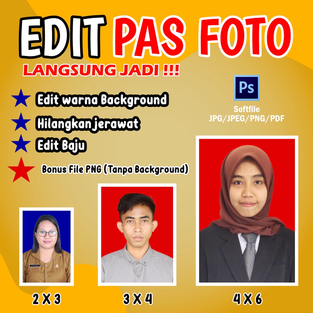 Jual Jasa Edit Pas Foto / Ganti Background / Ganti Baju Pas Foto