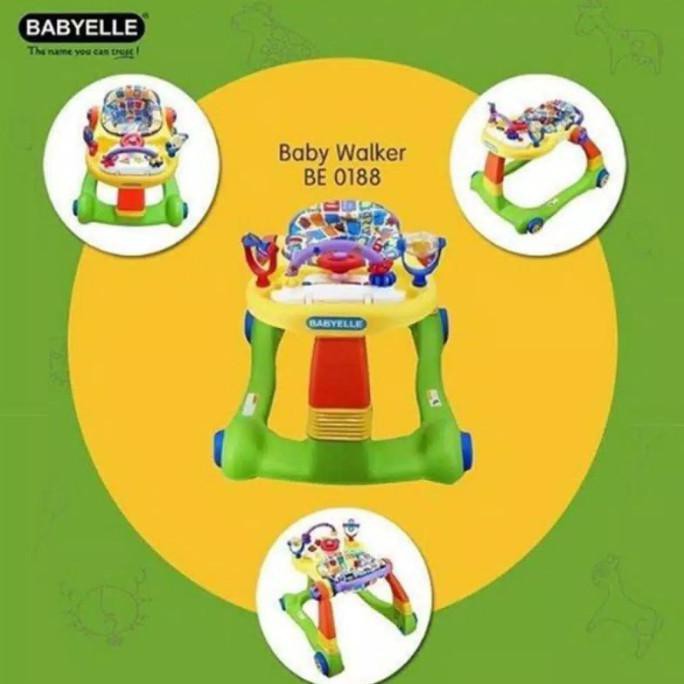 Jual Babyelle Baby Walker 2In1 Colourful Be0188 With Stopper Kursi