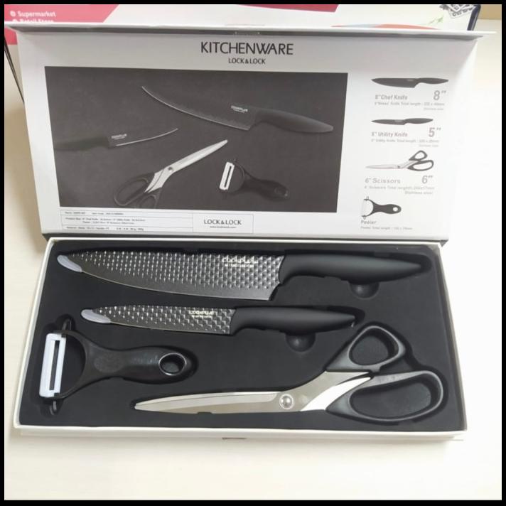 Jual Pisau Lock N Lock Knife Set Isi 4 Diamond Black/Pisau Dapur