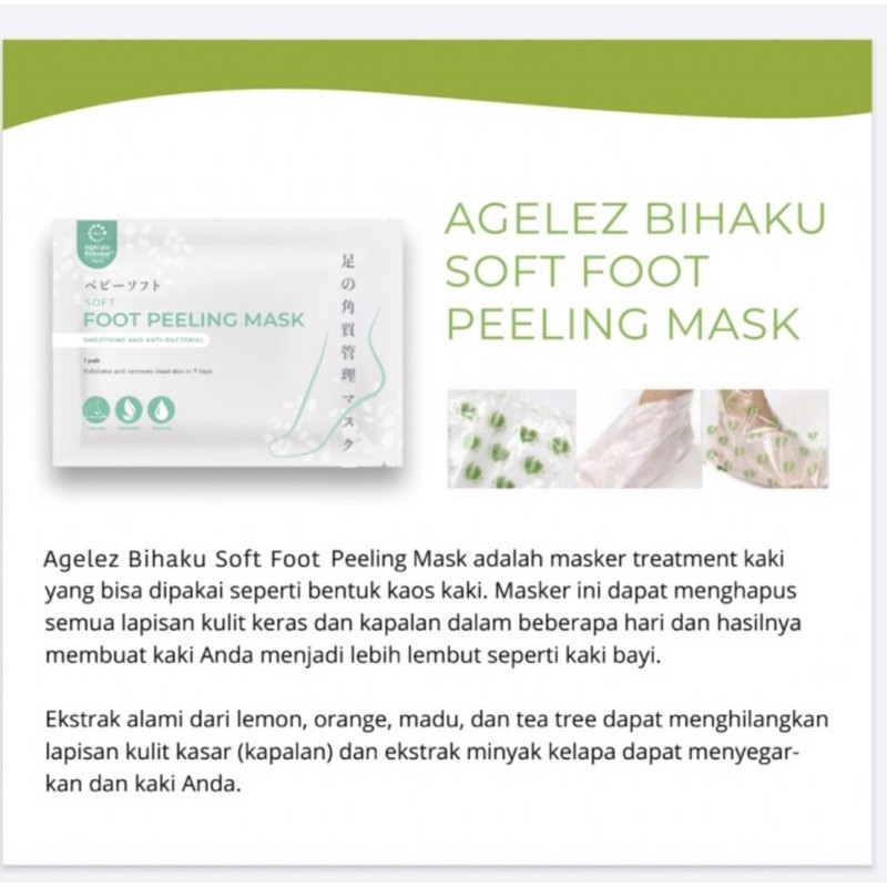 Jual Agelez Bihaku Japan Foot Peeling Mask (Baby Soft) Shopee Indonesia