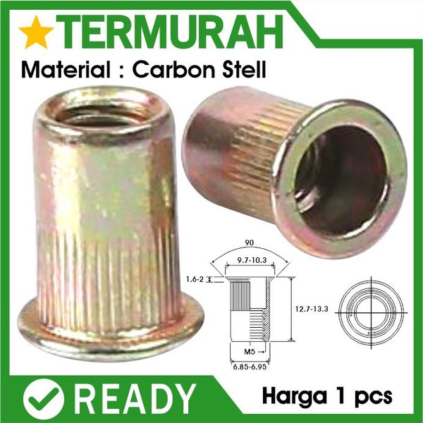 Jual M5 Mur Rivet Nut Rivnut Kuning Besi Carbon Steel Nutsert Tanam