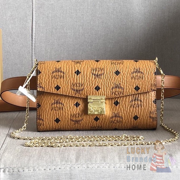 Jual SALE Tas MCM Millie Flap Crossbody Studded Outline Cognac Visetos