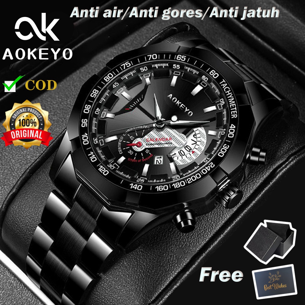 Jual Aokeyo S001 Jam Tangan Pria Anti Air Original Luxury Stainless