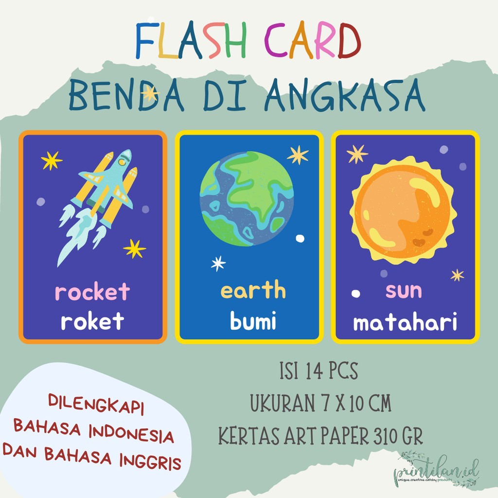 Jual FLASH CARD BENDA DI LUAR ANGKASA FLASHCARD THINGS IN SPACE