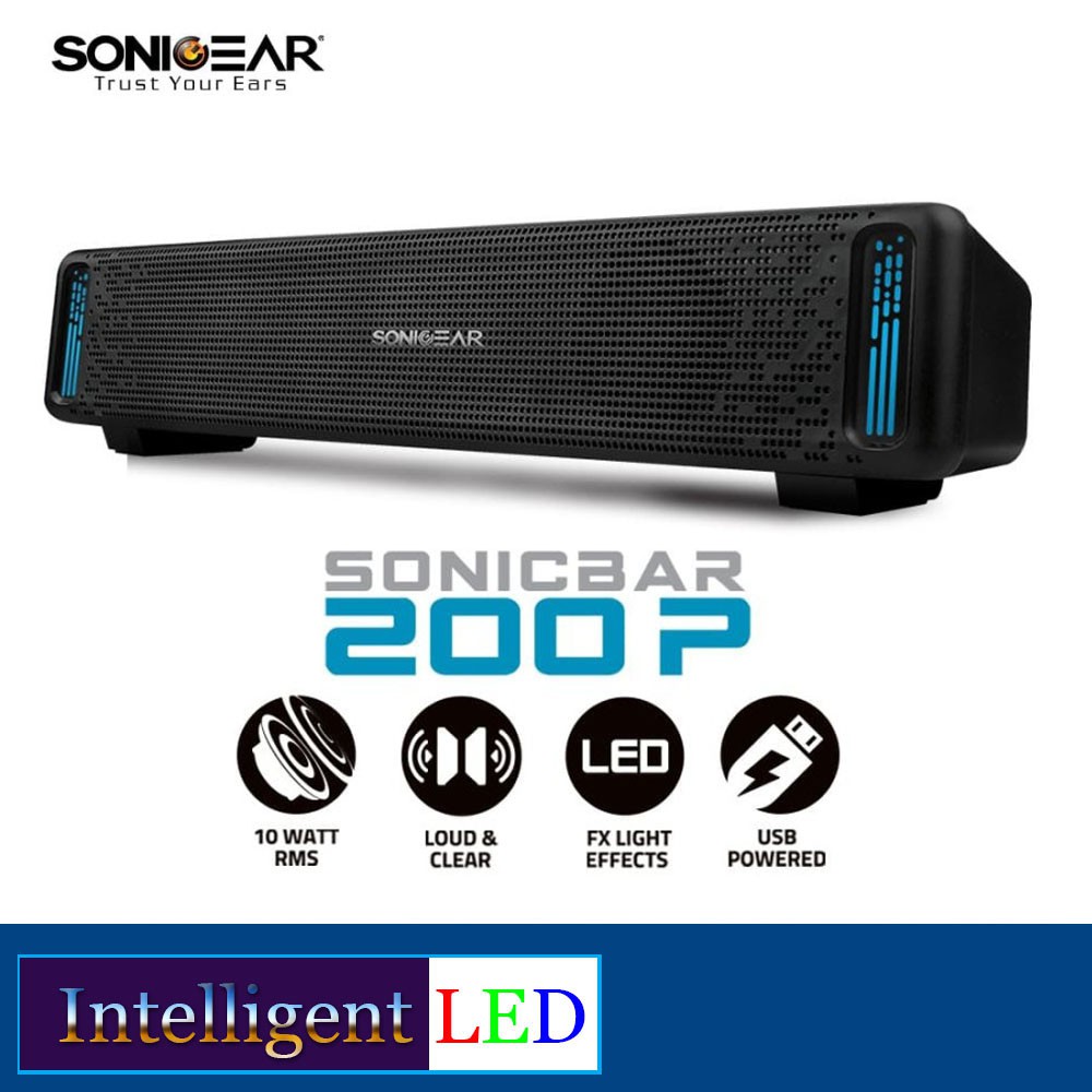 Jual SonicGear 10W Passive Speakers 5V SoundBar Effect Lampu LED 200P
