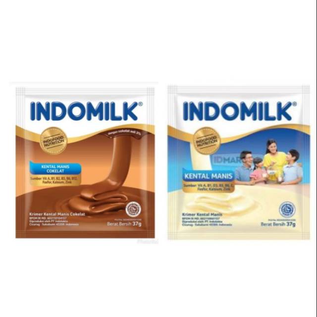 Jual Susu Indomilk Sachet Kental Manis Rasa Plain Dan Coklat 37 Gram
