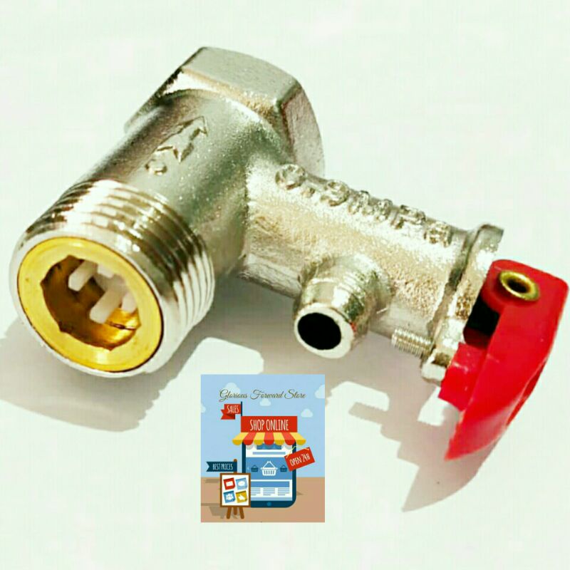 Jual SAFETY VALVE WATER HEATER KLEP PENGAMAN AIR PANAS MODENA DLL
