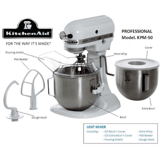 Jual KitchenAid Heavy Duty Stand Mixer 5KPM50 White Shopee Indonesia