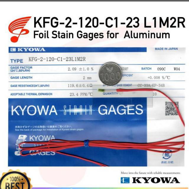 Jual alat Kyowa KFG2120C123 L1M2R Foil Strain Gages for Aluminum