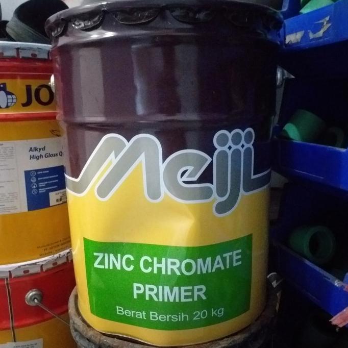 Jual ZINC CHROMATE MEIJI CAT DASAR BESI/PRIMER 20 KG (ABUABU) Shopee