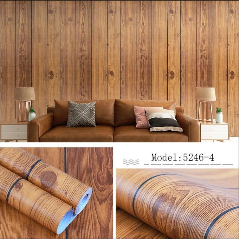 Jual Wallpaper Sticker Dinding Motif Kayu Coklat Natural Ukuran 8 s/d 9