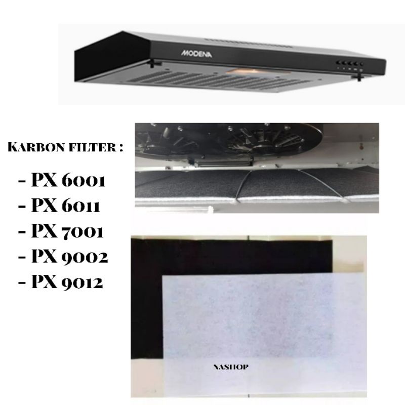 Jual Karbon filter cooker hood modena PX 6001 ,Px 6011,PX 7001,PX 9001