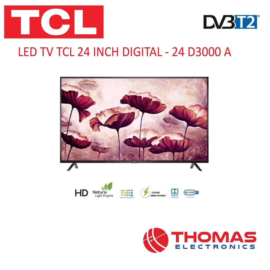 Jual LED TV TCL 24 INCH 24D3000 LED TV DVBT2 24 D 3000 A Shopee Indonesia