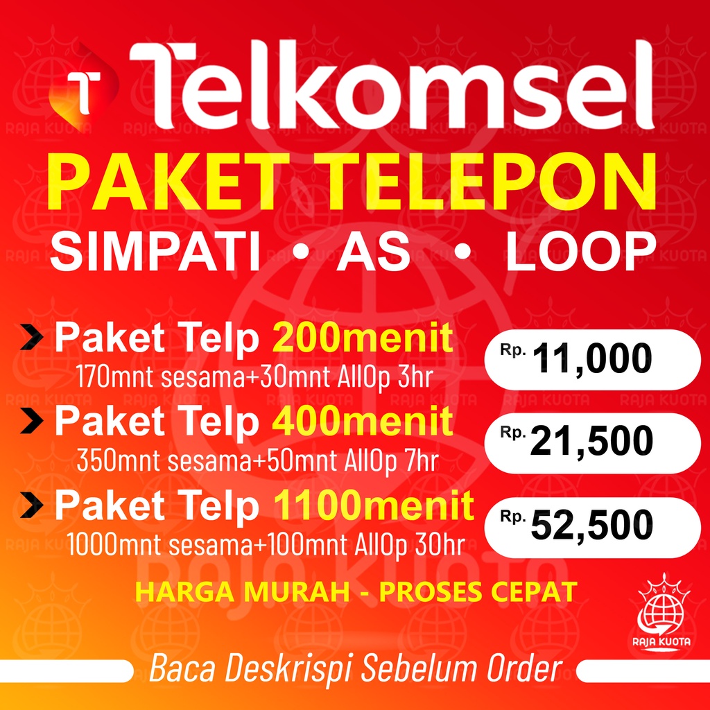 Jual Paket Nelpon Telkomsel Simpati As dan Loop Bulanan 30 Hari